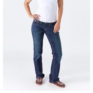 Ariat Real Denim Ocean Blue Straight Legs Women Jeans Size 34 R